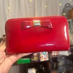 Miu Miu Red Patent Leather Long Zippy Wallet